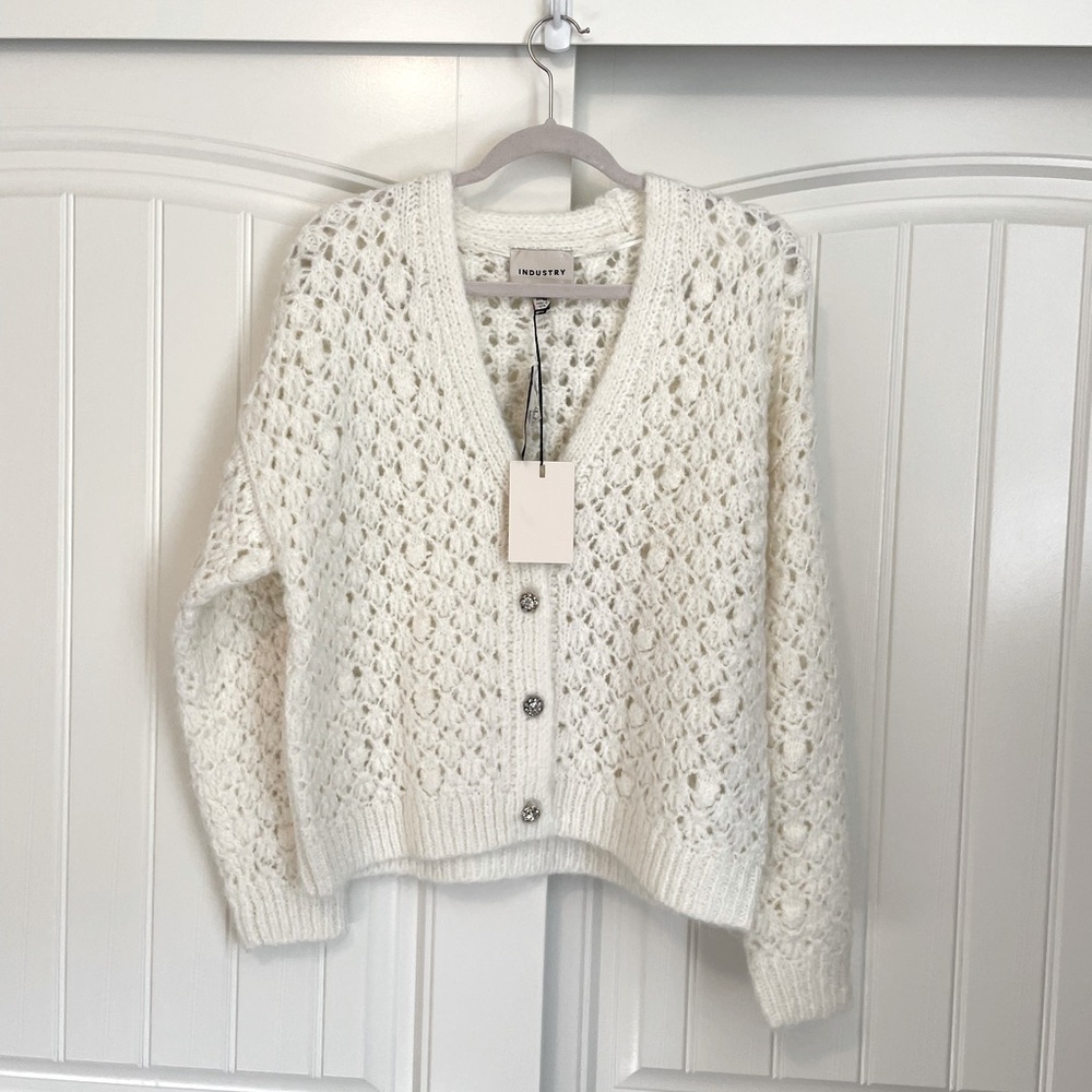 NWT INDUSTRY REPUBLIC V-Neck Button Front Knit Cardigan size Medium